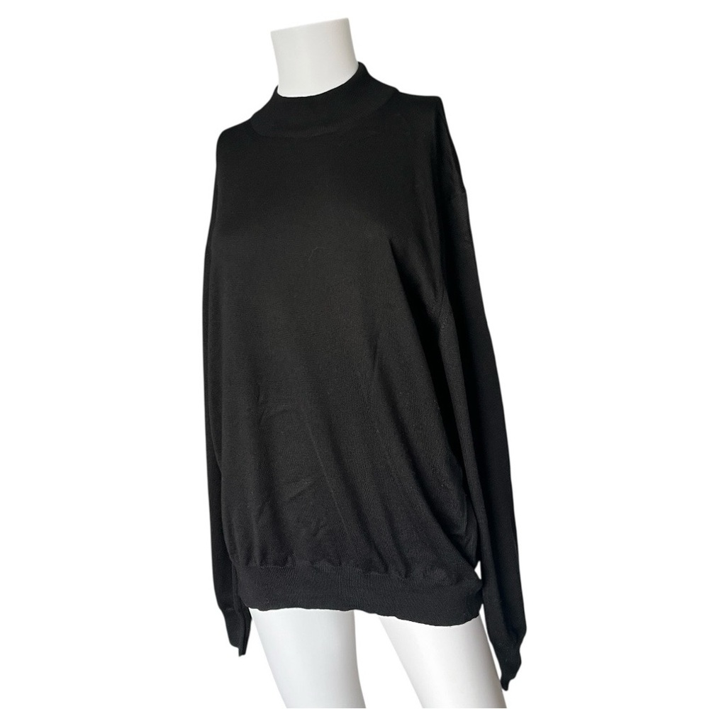 Vintage Gran Sasso for Mark Shale Black Mock Neck Sweater Wool Knit Mens